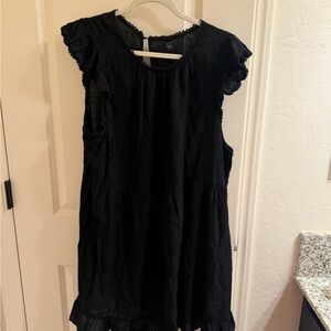 wild fable Black Midi Dress with Ruffle Sleeves